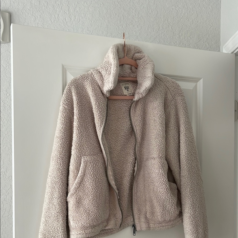 Billabong Cream Teddy Jacket Plush Fleece High Collar